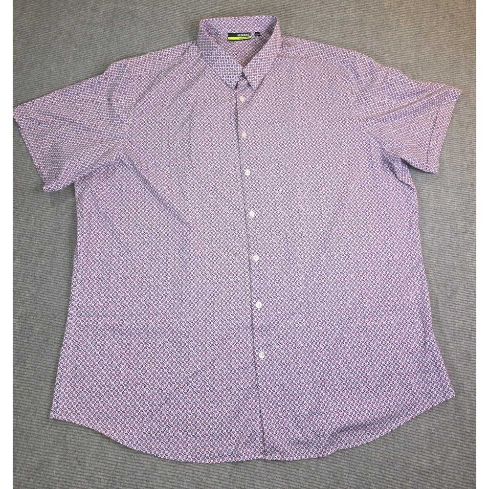 Murano Performance Shirt Mens 3XT Blue Pink Micro-Geometric Short Sleeve